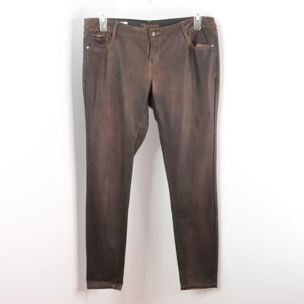 Decree Women's Juniors 13 Brown Vegan Faux Leather Pleather Super Skinny Pants